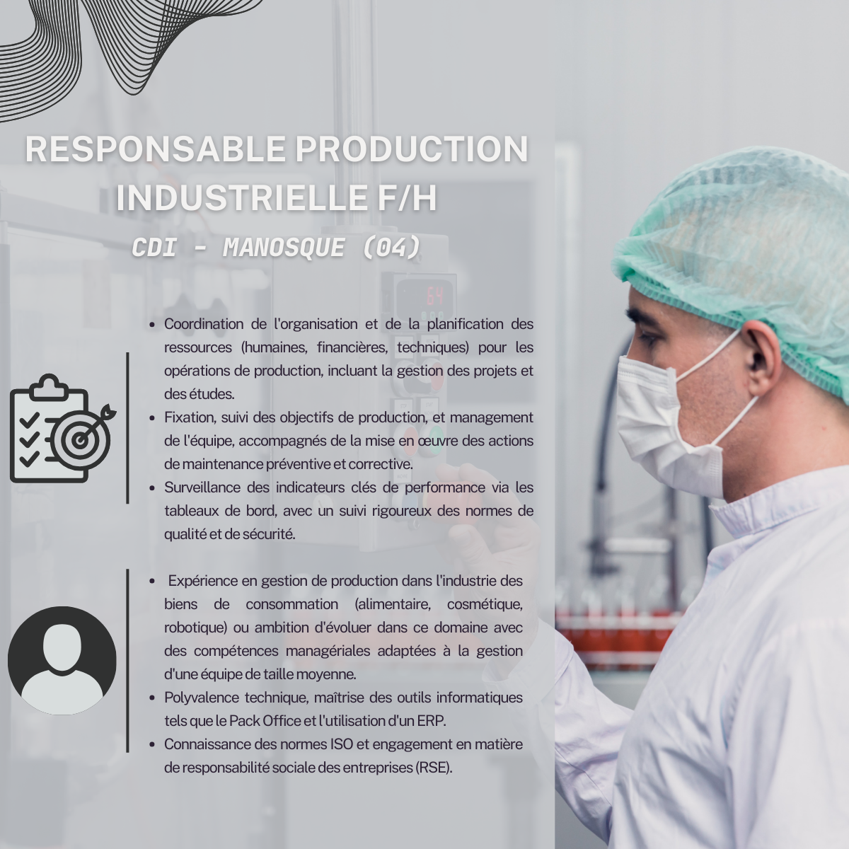 Offre d'emploi Responsable Production Industrielle F/H à Manosque (04)