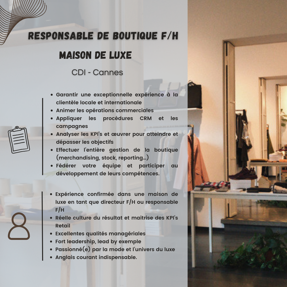 Responsable de boutique de Luxe