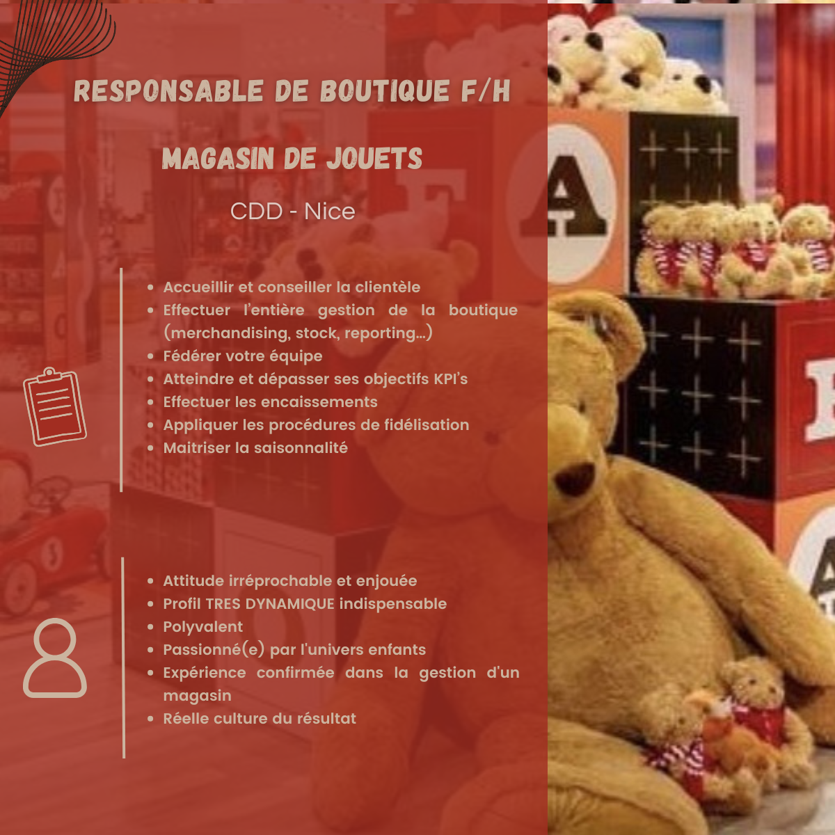 Responsable magasin de jouets