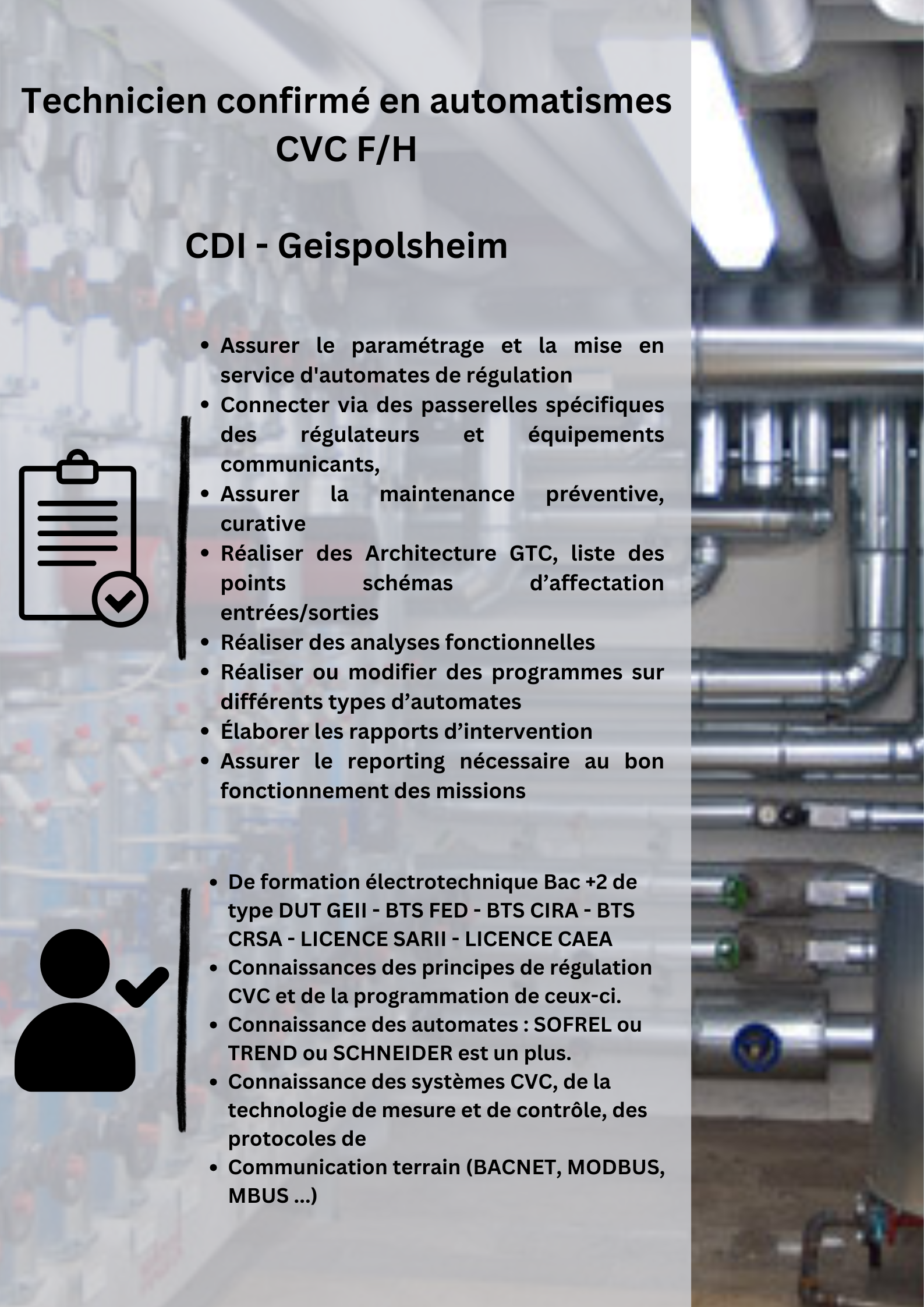 Technicien confirmé en automatismes CVC FH