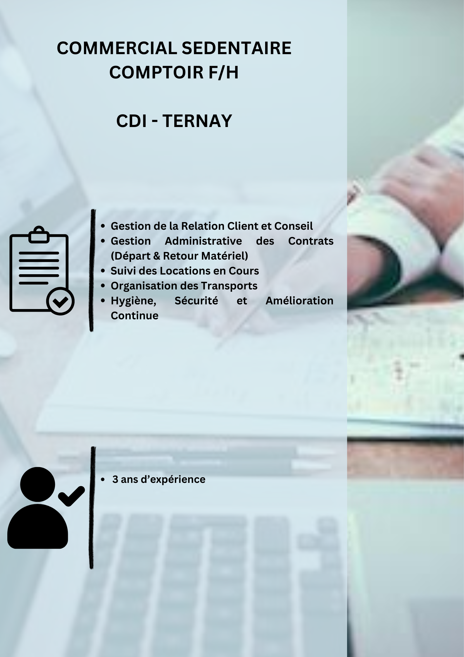 Commercial Sédentaire Comptoir FH